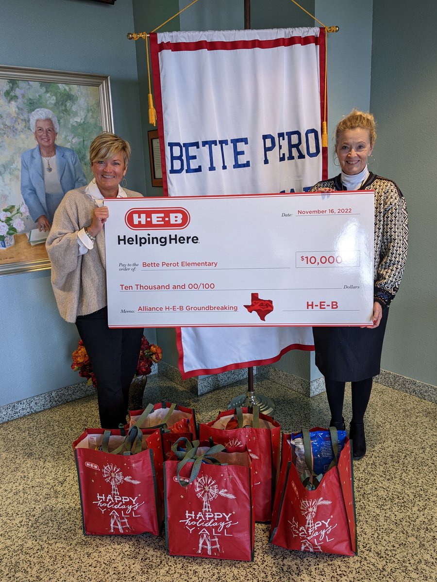 We're so thankful for HEB donating $10,000 to BPE at their HEB Alliance Groundbreaking. And giving every staff member a bag full of HEB products! #ThankfulinKISD