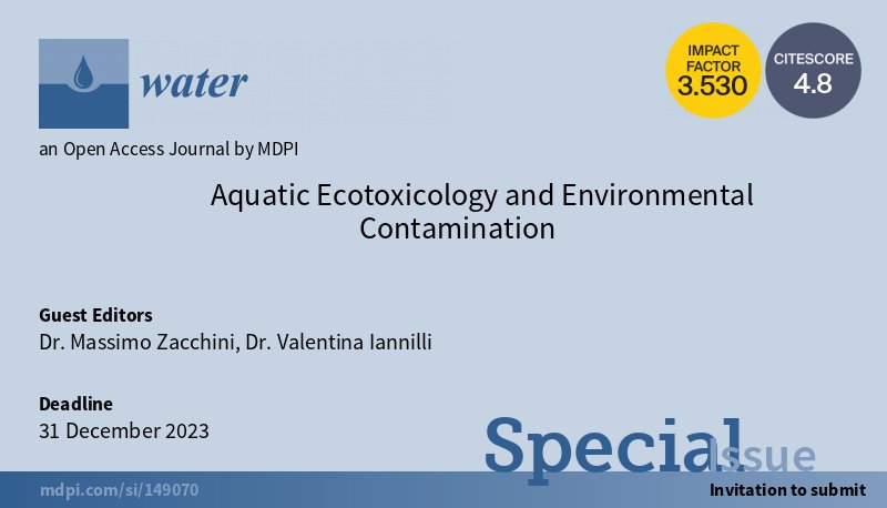 MaxZac64's tweet photo. The special issue "Aquatic Ecotoxicology and Environmental Contamination", edited together with @Valentilli on @Water_MDPI, is ready to receive your submission!! @Cnr_Iret @CNRDTA @ENEAOfficial  #ecotoxicology #pollution #microplastics #emergingcontaminants  #water https://t.co/T2mwZmHmCI