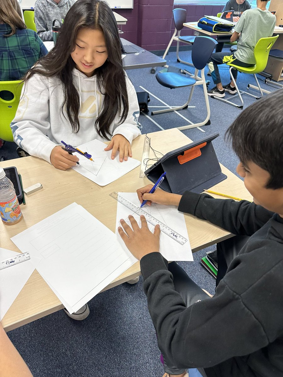 One of my favorite days in geometry - Euler Line constructions. Yesterday we did this construction with our NSpire app but today we did it the way Euler did - a compass and straightedge #WeAreD34 <a href="/AtteaSchool/">Attea Middle School</a> #iteachmath #mtbos