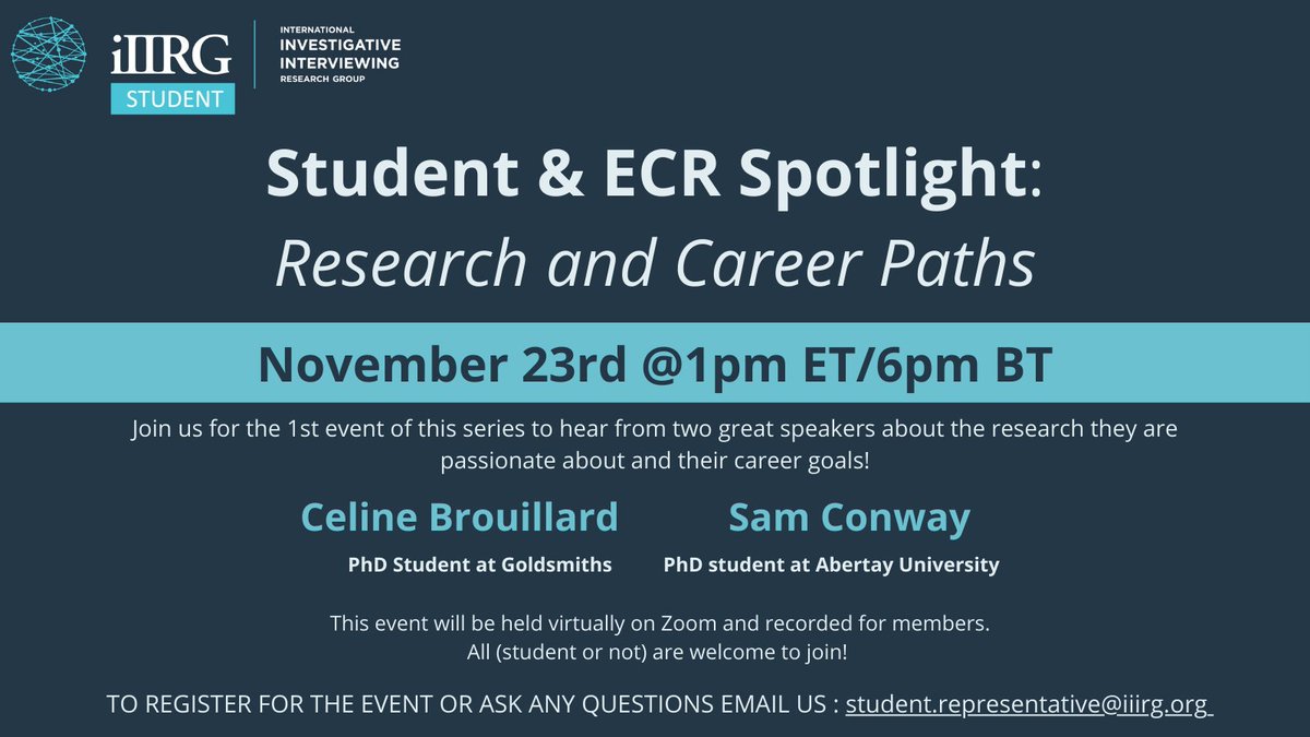 ✨REMINDER✨ Only one week until this event! Make sure to email me to register for our event taking place on Wednesday, November 23rd at 1pm ET/6pm UK time: student.representative@iiirg.org👇