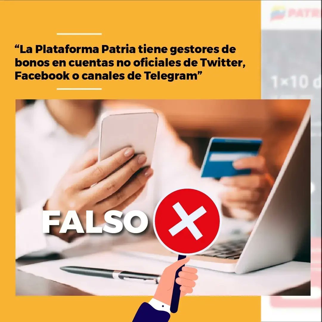 CarnetDLaPatria's tweet photo. #IMPORTANTE La #PlataformaPatria y el #SistemaPatria, te recomiendan, no caer en falsas informaciones de cuentas no oficiales y extorsiones de gestores mal intencionados.

#DebatirYRenovar #16Nov https://t.co/V5tI7EG2bd