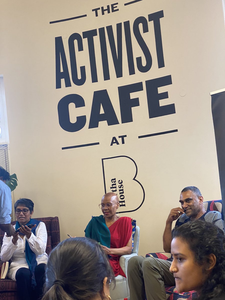 GovenderEmelia's tweet photo. @kuminaidoo in conversation with #PregsGovender and #LouisaZondo at Bertha House. An inspiration ‼️

#LettersToMyMother 
#MakingOfATroublemaker 
#KumiNaidooBook 
@JacanaMedia #emeliagct #booklaunch #cop27 @BerthaHouseCPT https://t.co/FOXUxlRxRO