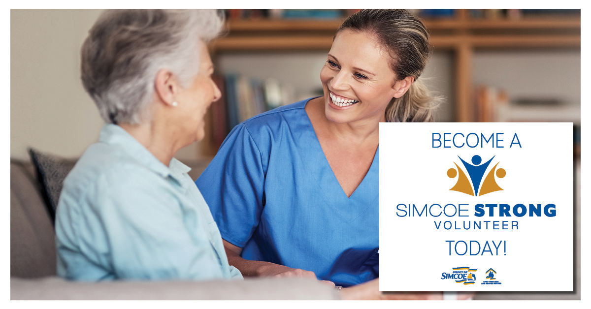 simcoecounty's tweet photo. The #countyofsimcoe is welcoming individuals to enhance & enrich the lives of #residents in our #longtermcare homes & Senior Services. Our #SimcoeStrong #Volunteers are essential & make a difference in the lives of others. Become a Volunteer! Visit https://t.co/jlrsLBDWpv https://t.co/PdBk20mbLq