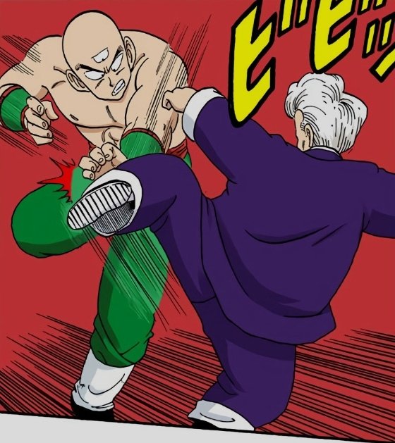 tripleinsights's tweet image. — 

of the other's was totally unexpected!
Tenshinhan's hands moved as fast as possible, opening right where the kick was aimed at: his abdomen.

( 𝘛𝘊𝘏—𝘒 )

Although he was pushed back by the attack, Tien managed to grip onto his opponent's ankles, swinging him around and —