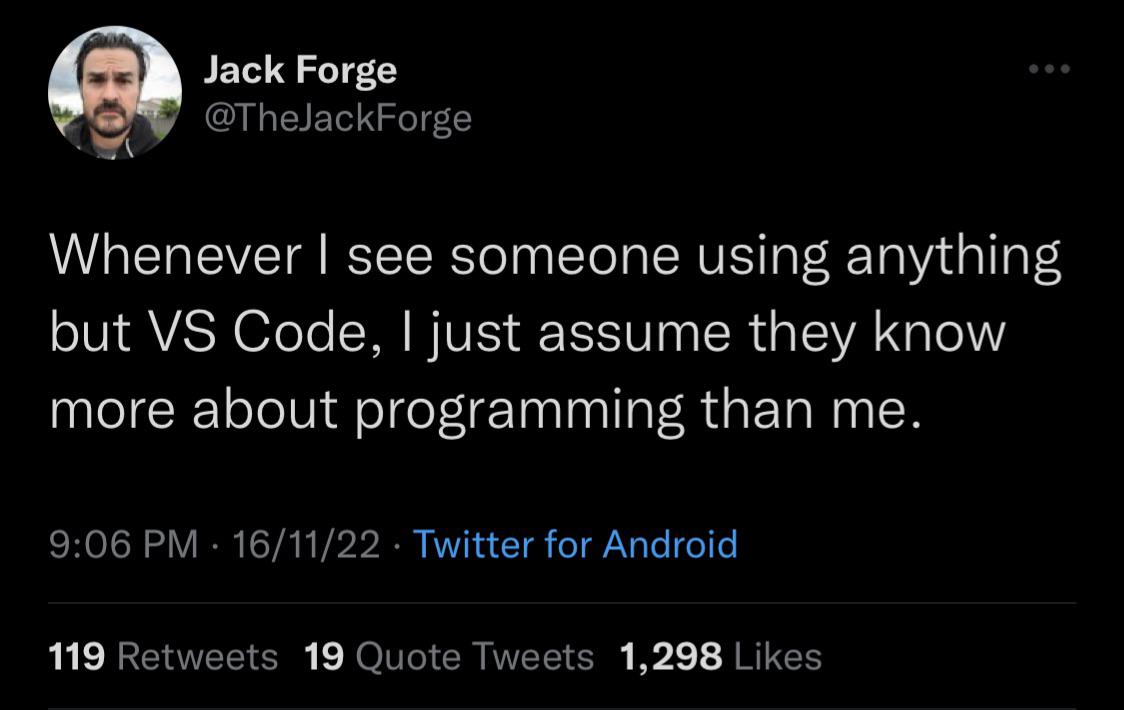 PR0GRAMMERHUM0R's tweet image. VS Code has been a popular choice among a majority of programmers reddit.com/r/programmerhu…