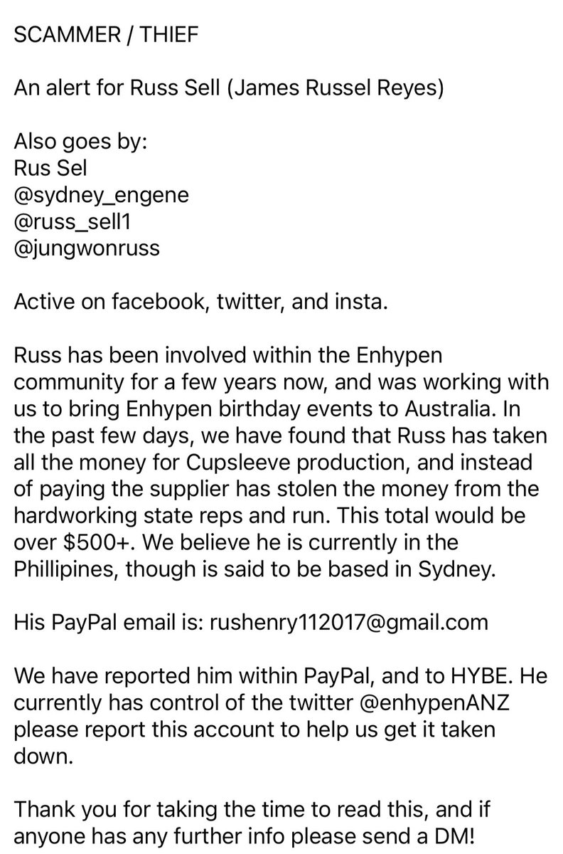 jmini13_'s tweet photo. ~ SCAMMER / THIEF ~ 

Please share to spread the word!! https://t.co/j8CawLrnDf