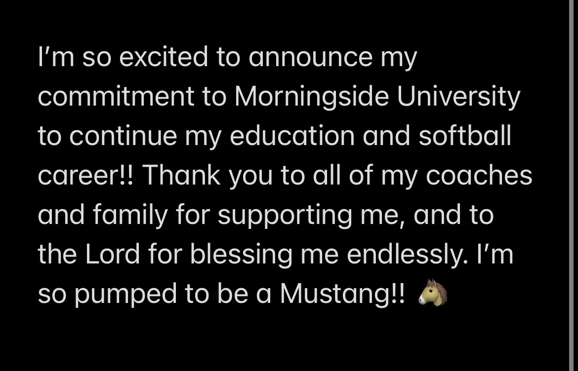 Laryn Johnson (@laryn_johnson) on Twitter photo Can’t Wait to be a Mustang! <a href="/Mside_Softball/">Morningside Softball</a> Can’t Wait to be a Mustang! <a href="/Mside_Softball/">Morningside Softball</a>