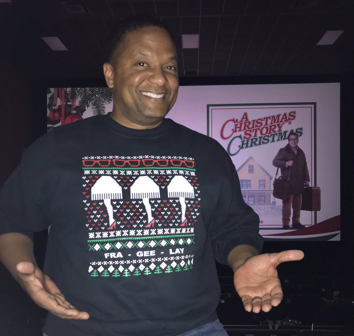 VinceSimsNBC5's tweet photo. My love for A Christmas Story Movie is crazy.  So I was concerned about update.  I admit I loved it.  hit me in my feels!  old and new together perfectly.  Comedy and emotion all rolled into it.  This die hard fan approves. 👍🏽👍🏽👍🏽 @DraftHouse @AlamoDFW #AChristmasStoryChristmas https://t.co/hLh07LlKWb