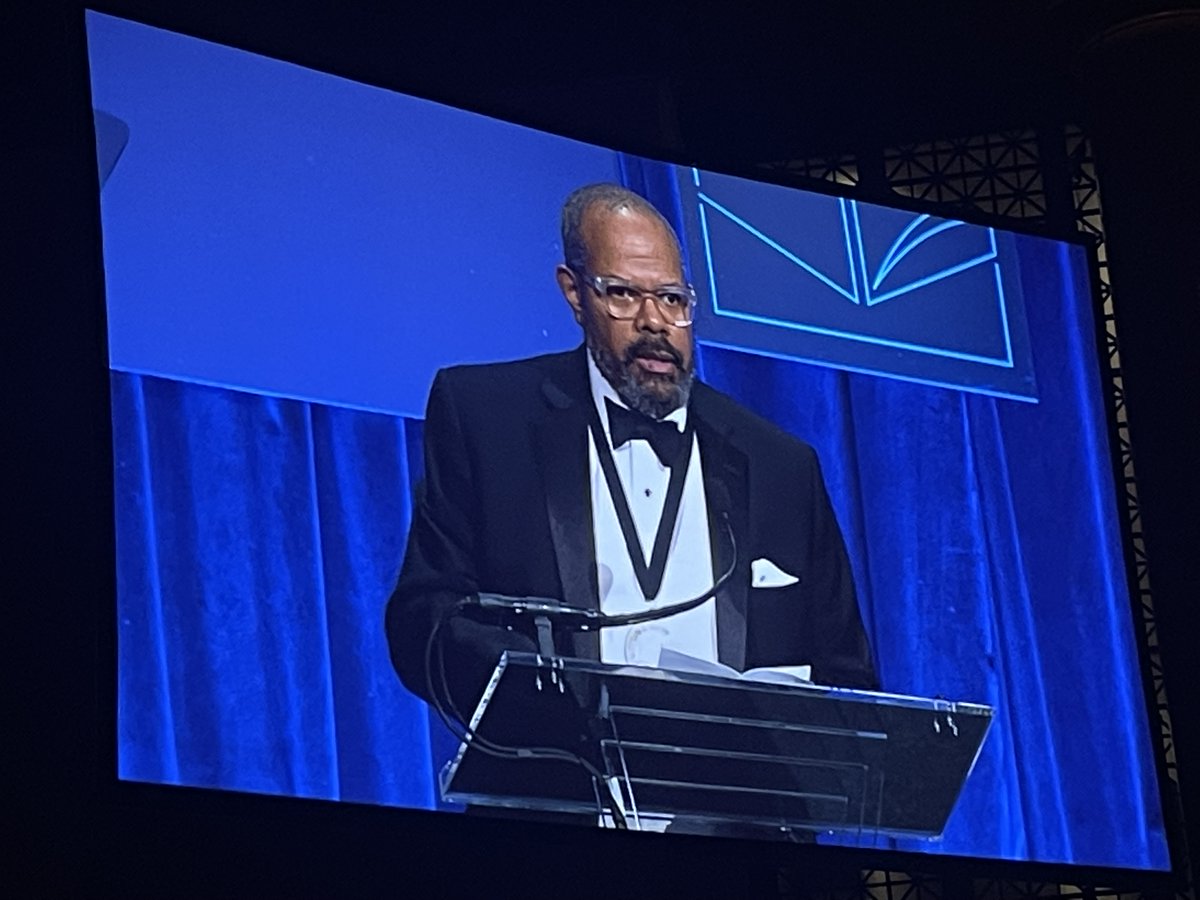 John Keene accepts the National Book Award for Poetry, dedicating it in particular to "black, gay, queer, and trans writers, especially those we lost to HIV/AIDS in the 1980s and 1990s." #NBAwards