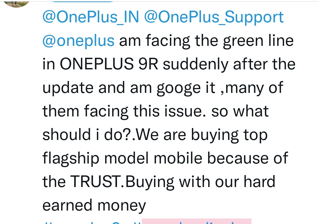 vloggerbergin's tweet image. @OnePlus_IN @OnePlus_Support @oneplus am facing the green line in ONEPLUS 9R suddenly after the update and am googe it ,many of them facing this issue. so what should i do?.Buying with our hard earned money
#oneplus9r #oneplusdisplay #oneplus #oneplusupdateissue