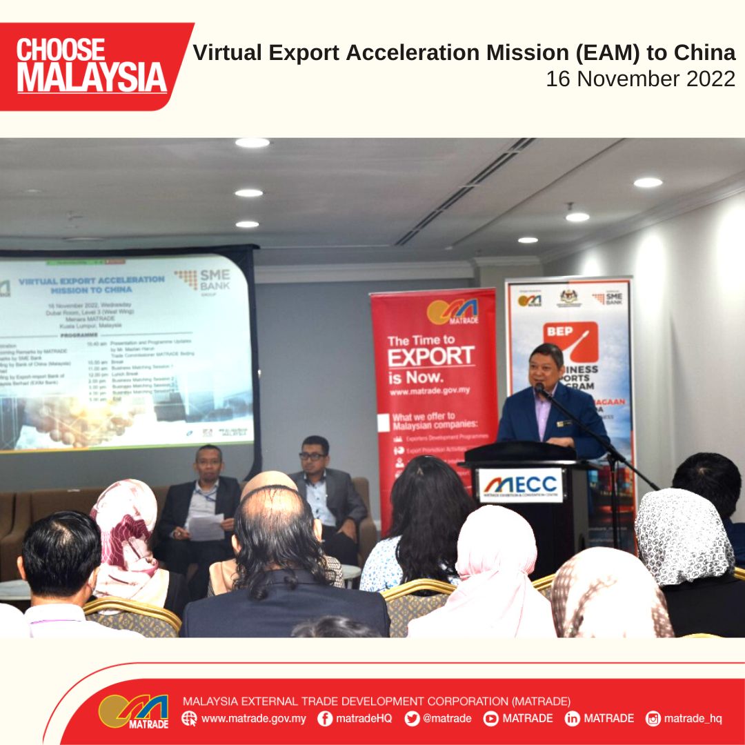 MATRADE in collaboration with KUSKOP and SME Bank of Malaysia organised a series of Business to Business (B2B) meetings between Malaysian Companies with buyers from China in conjunction with the Virtual Export Acceleration Mission (EAM) to China.