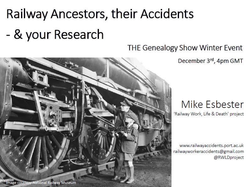 RWLDproject's tweet photo. Banish those new year blues!
Get your #RailwayHistory & #FamilyHistory fix - via our talk, still available as part of @THE_Gen_Show #TGSWinterEvent!
Talks & resources still available, until 4th Jan, so be quick!
Feel free to watch & ask us questions. https://t.co/DMZzAsi3DJ