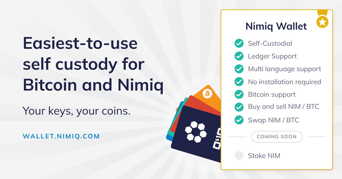 nimiq's tweet photo. Now feels like a good time for a reminder.

We provide the easiest-to-use self custody for Bitcoin and Nimiq, no installation required, Ledger supported.

Your keys, your coins.

#cryptoforhumans https://t.co/cG0i2ACULx
