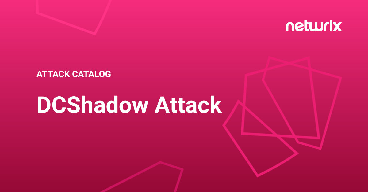 Netwrix's tweet photo. 🕷️ #DCShadow attack enables intruders to make changes to #ActiveDirectory while avoiding common detection techniques.
👉 Learn about key steps of the attack and how to thwart it with our Attack Catalog >> https://t.co/ms3IjWXAPq https://t.co/YvcotoRM1s