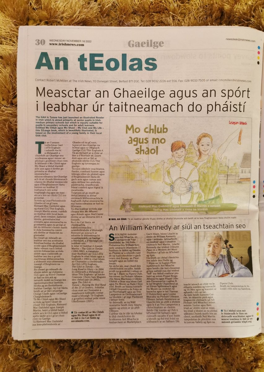 An Cat Sásta (@ancatsasta) on Twitter photo Alt deas san Irish News ar ár leabhar úr. Ar fáil díreach ónár suíomh ag an nasc thíos.
Nice article in today's Irish News on our new book in collaboration with <a href="/TyroneGAALive/">Tyrone GAA</a>. Available to buy here £7/€8 incl. P&P ancatsasta.com/product/mo-chl… Alt deas san Irish News ar ár leabhar úr. Ar fáil díreach ónár suíomh ag an nasc thíos.
Nice article in today's Irish News on our new book in collaboration with <a href="/TyroneGAALive/">Tyrone GAA</a>. Available to buy here £7/€8 incl. P&P ancatsasta.com/product/mo-chl…