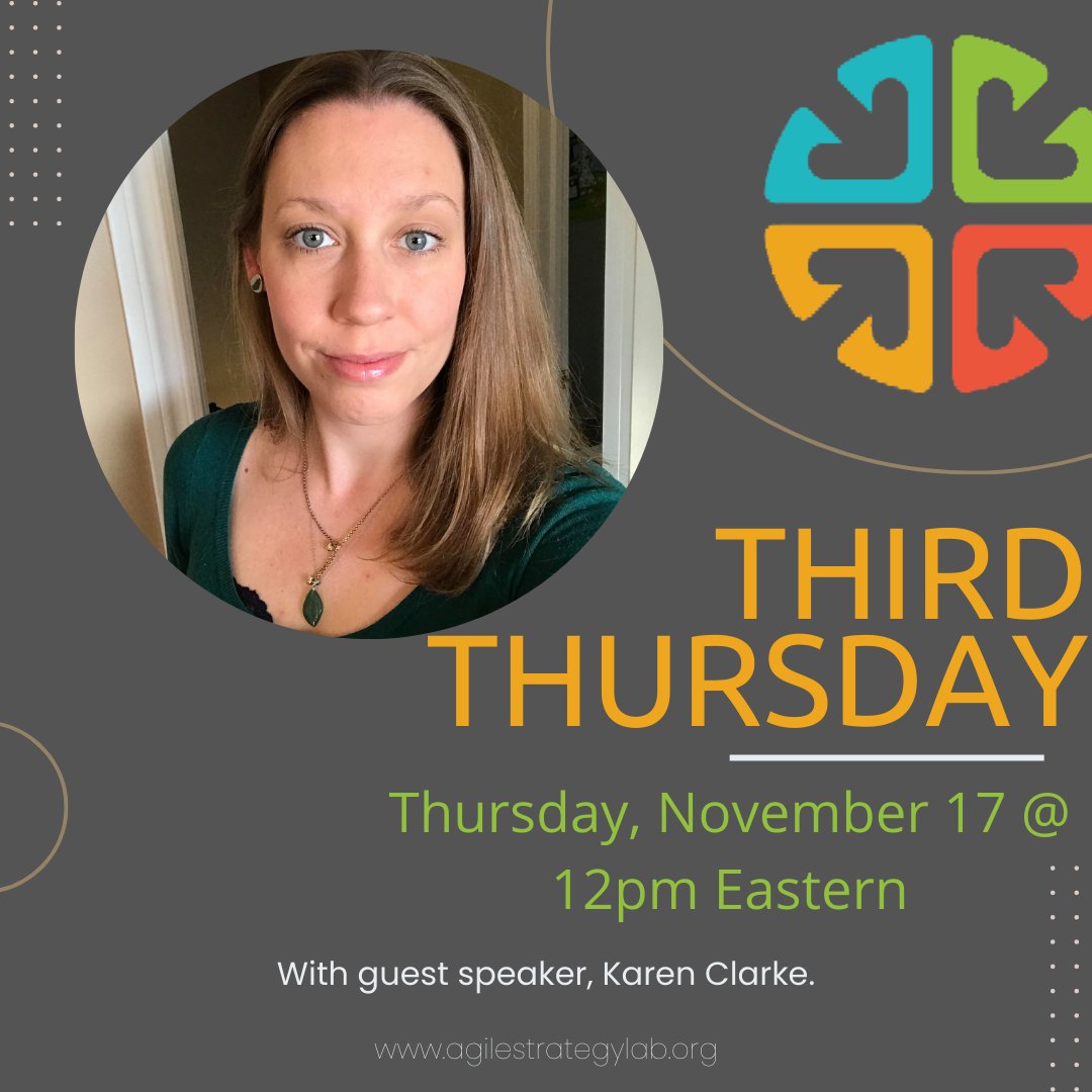 REMINDER - Register for tomorrow's Third Thursday! 
Our guest speaker, Karen Clarke, will discuss Indigenous ways of knowing and Strategic Doing.  

REGISTER  bit.ly/nov2022thirdth…