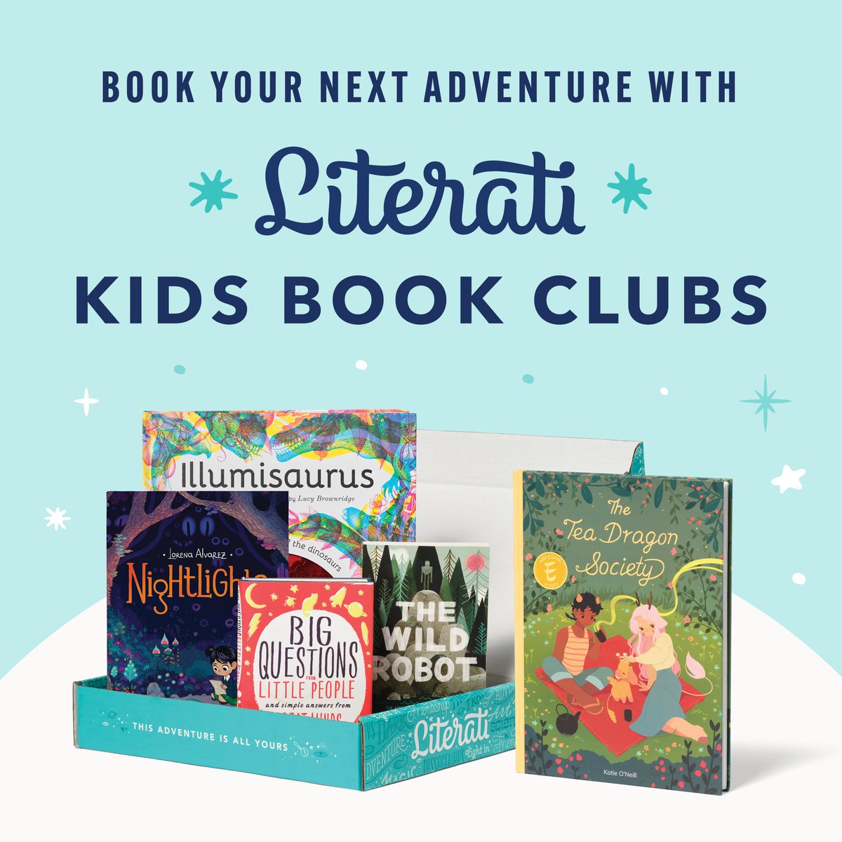 APonderLibrary's tweet image. Literati Kids Book Clubs are like getting a book fair in a
box, every month! 10% of every dollar spent goes back
to our school. Sign up today at Literati.com/Schools.