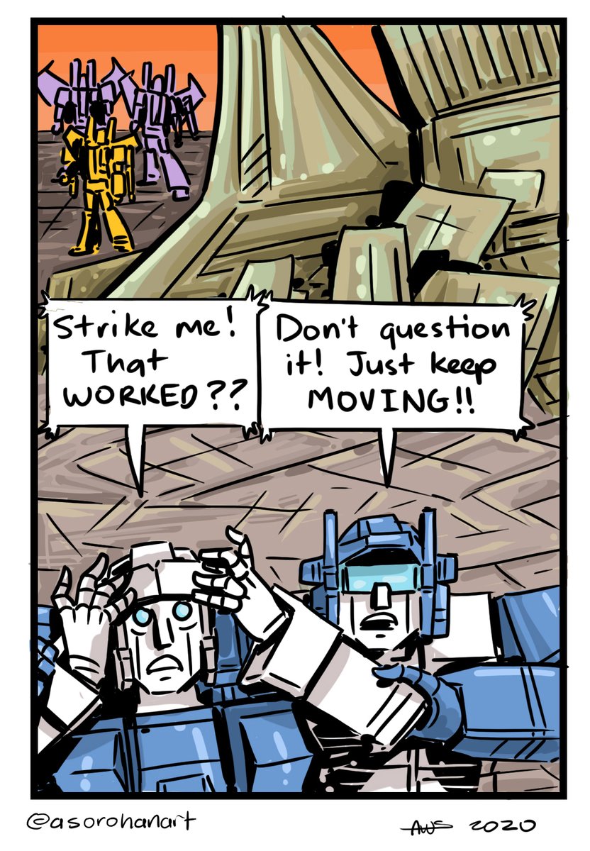 asorohanart's tweet photo. Panel by panel version part 3!! (4/5) #transformers #4millionyears #decepticons #sunstorm #autobots #jumpstarters #twintwist #topspin https://t.co/4pMxpBypCE