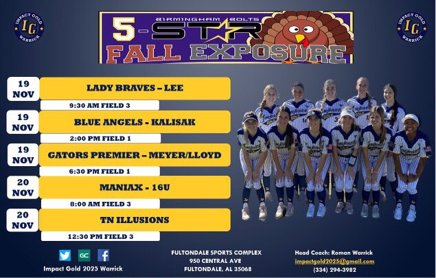 ryleigh wood (@ryleighwood2) on Twitter photo Staying close to home for our last tournament this season at the <a href="/Tbolts5Star/">Tbolts Fivestar</a> Hope to see y’all there! <a href="/AJDaugherty1/">A.J. Daugherty</a> <a href="/UGACoachTony/">Tony Baldwin</a> <a href="/OleMissSoftball/">Ole Miss Softball</a> <a href="/SouthAlabamaSB/">South Alabama Softball 🥎</a> <a href="/BclarkUSA/">Becky Clark</a> <a href="/CassadyKimball/">Kimball Cassady</a> Staying close to home for our last tournament this season at the <a href="/Tbolts5Star/">Tbolts Fivestar</a> Hope to see y’all there! <a href="/AJDaugherty1/">A.J. Daugherty</a> <a href="/UGACoachTony/">Tony Baldwin</a> <a href="/OleMissSoftball/">Ole Miss Softball</a> <a href="/SouthAlabamaSB/">South Alabama Softball 🥎</a> <a href="/BclarkUSA/">Becky Clark</a> <a href="/CassadyKimball/">Kimball Cassady</a>