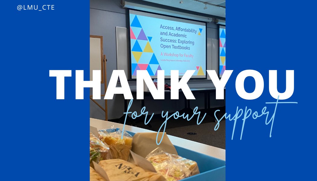 LMU_CFD's tweet photo. Thank you to the Faculty members who attended the  @LMULibrary workshop in the CTE classroom today on Exploring Open Textbooks to learn about open and affordable course materials and how they can contribute to student learning and success, in addition to affordability. https://t.co/j1mIiDvrSq