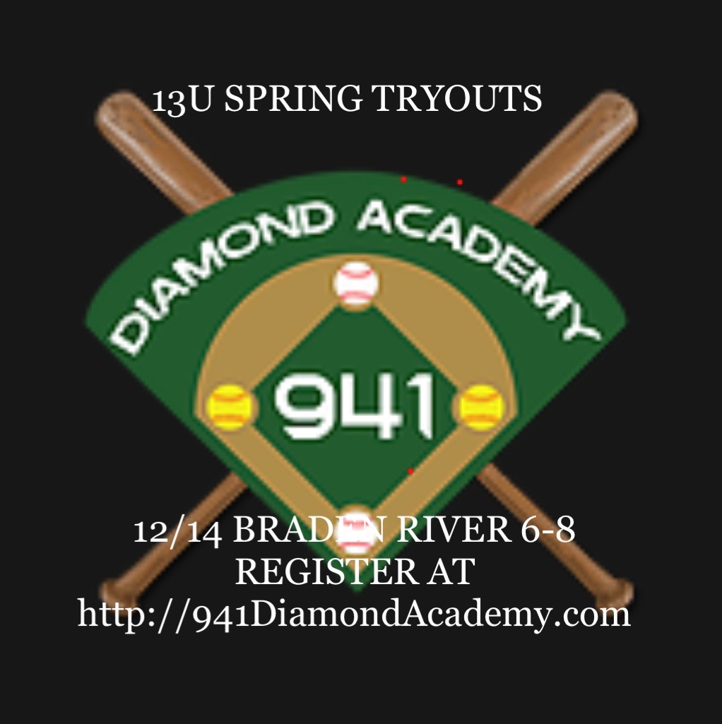 941 Diamond Academy - Sarasota, FL (@941diamondacade) on Twitter photo 13U Spring 2023 Sun Sox Tryouts for limited roster spots. Register and fill out forms at 941DiamondAcademy.com before December 13th!
Tryouts are Wednesday, December 14th, 6-8pm at Braden River 13U Spring 2023 Sun Sox Tryouts for limited roster spots. Register and fill out forms at 941DiamondAcademy.com before December 13th!
Tryouts are Wednesday, December 14th, 6-8pm at Braden River