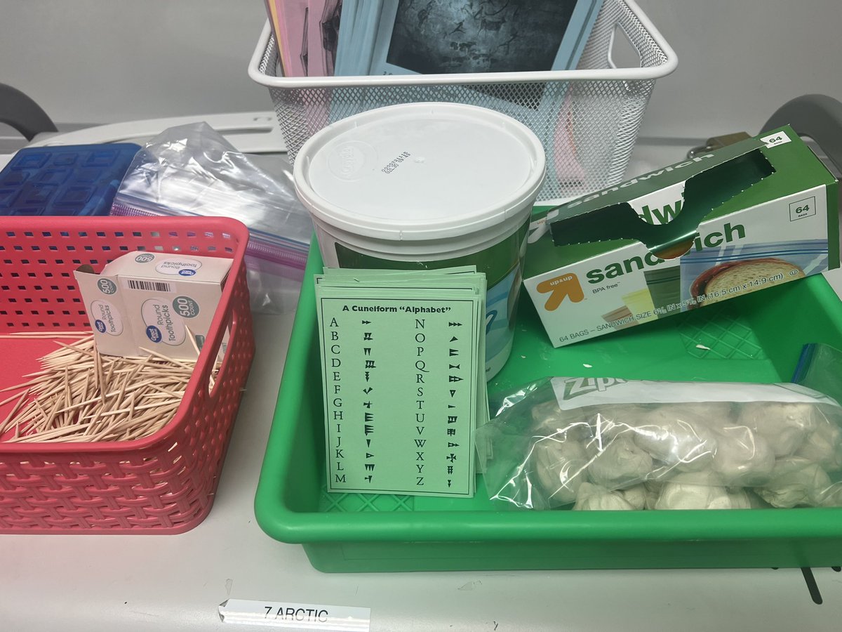 MrsCarsonRVMS's tweet photo. We had a lot of fun creating cuneiform name tablets today in Social Studies! Can’t wait to make this display in the pod. Thanks everyone for trying something new &amp; giving your best effort! #RanchViewProud #mesopotamia @ErinIsley1 @ErinKyllo @7ArcticWolves @RanchViewMS @GordonRVMS https://t.co/t7JLODkGvj