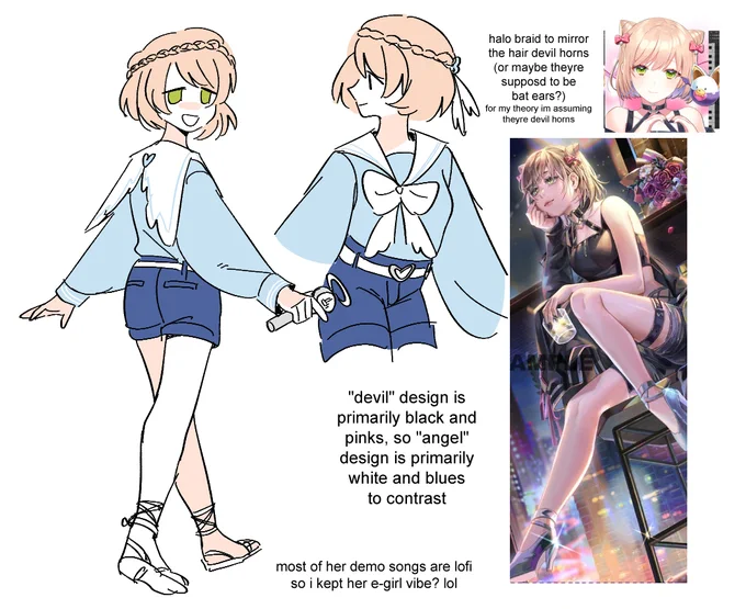 reimagining anri's standard design had she run with the angel/devil motif that her alt design implies a little more .... 