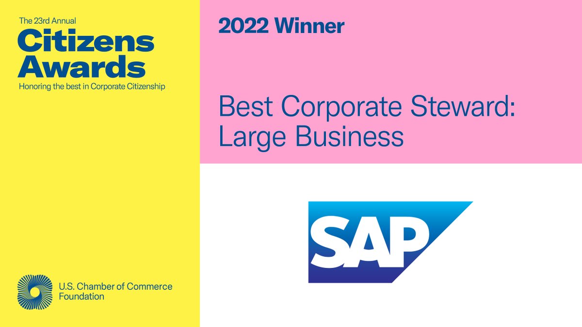 This Citizens Award goes to @sap for its supportive efforts to social entrepreneurs who serve the world’s most vulnerable people &amp; ecosystems. Great work! #BusinessSolves
