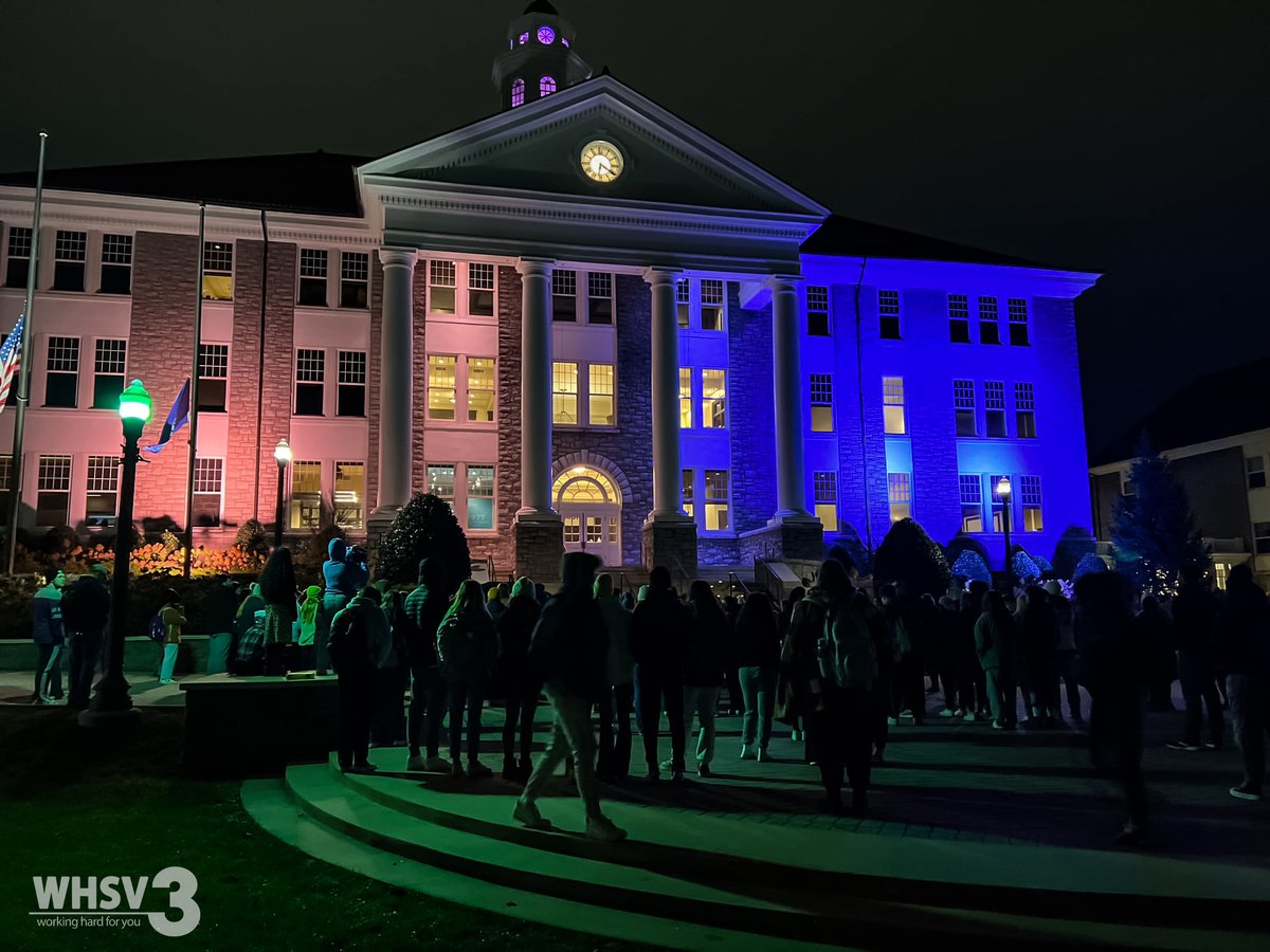 This is the scene right now at JMU, as students and staff hold a vigil to show solidarity with the UVA community.
(Photo by WHSV's Noah Harrison)