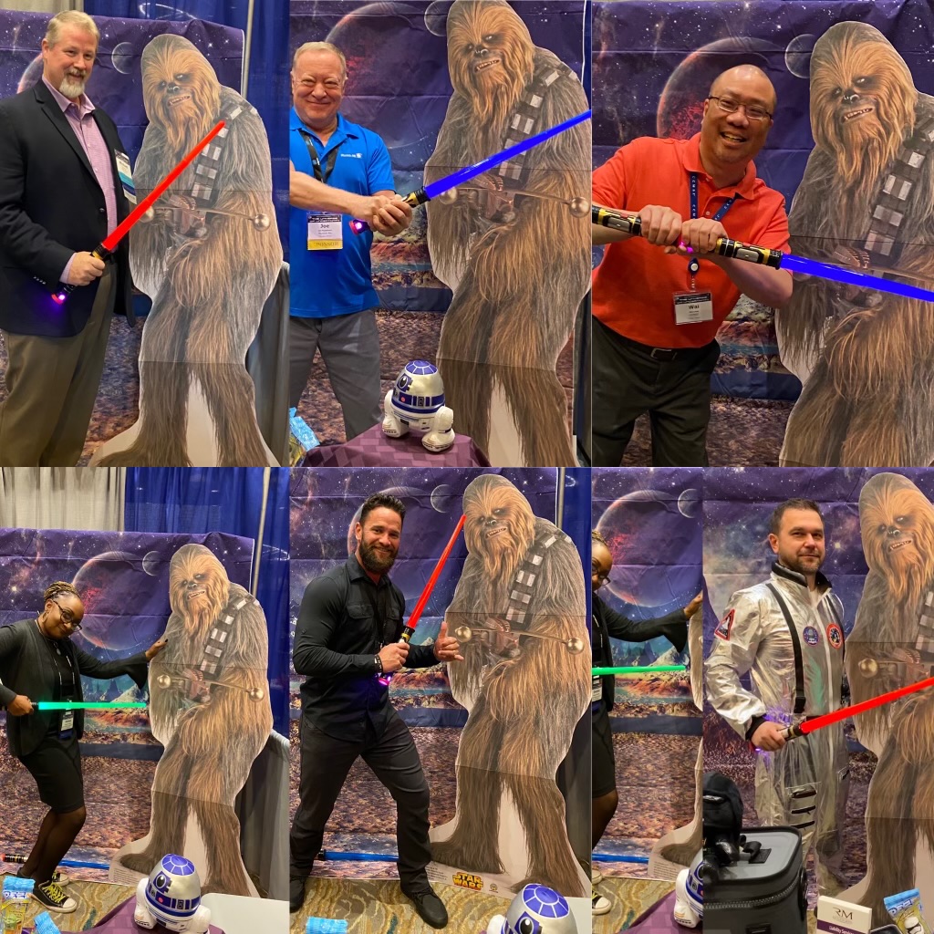 ReviewMed's tweet photo. So much fun seeing everyone at Texas PRIMA this week! Our Chewbacca photoshoot was a big hit - thanks to those who came to grab a lightsaber and snap a picture! https://t.co/DkxbDoXv9C
