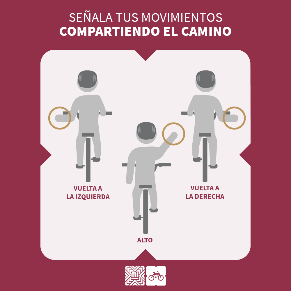 MIBiciCDMX's tweet photo. Recuerda señalar tus movimientos 🙌 mientras vas rodando 🚴 así te comunicas con las personas que van conduciendo en la vía y evitas incidentes 🤓

#CulturaCiclista https://t.co/XYEfLVpKo5