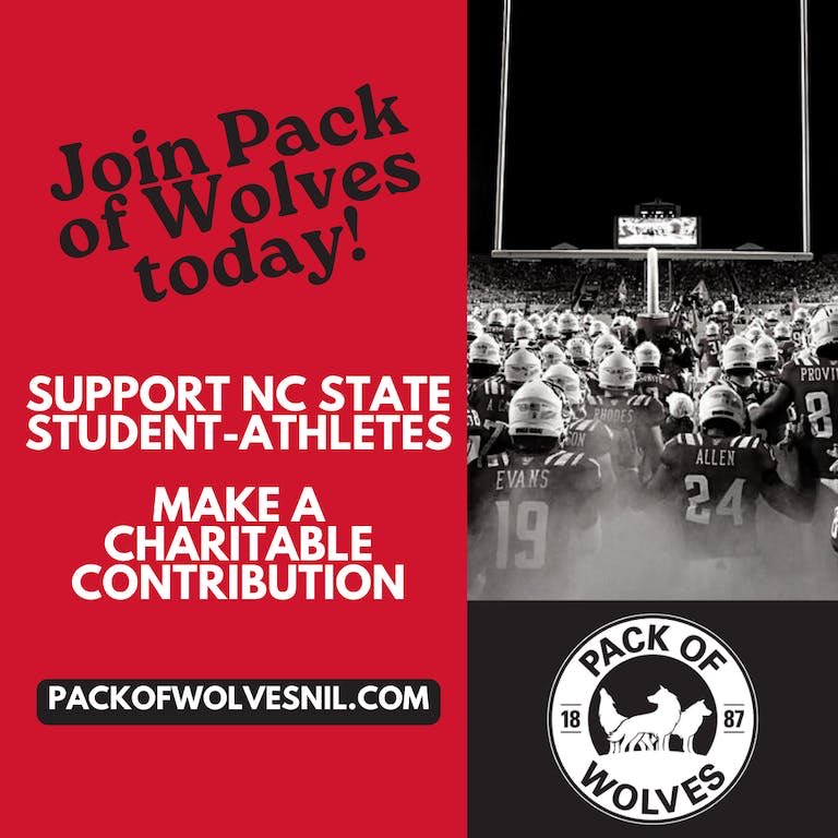 I know you love NC State athletics and what better way to give back than by supporting student-athletes? You can make a tax-deductible donation to Pack of Wolves and directly support student-athletes like me. Learn more at @packofwolvesnil
