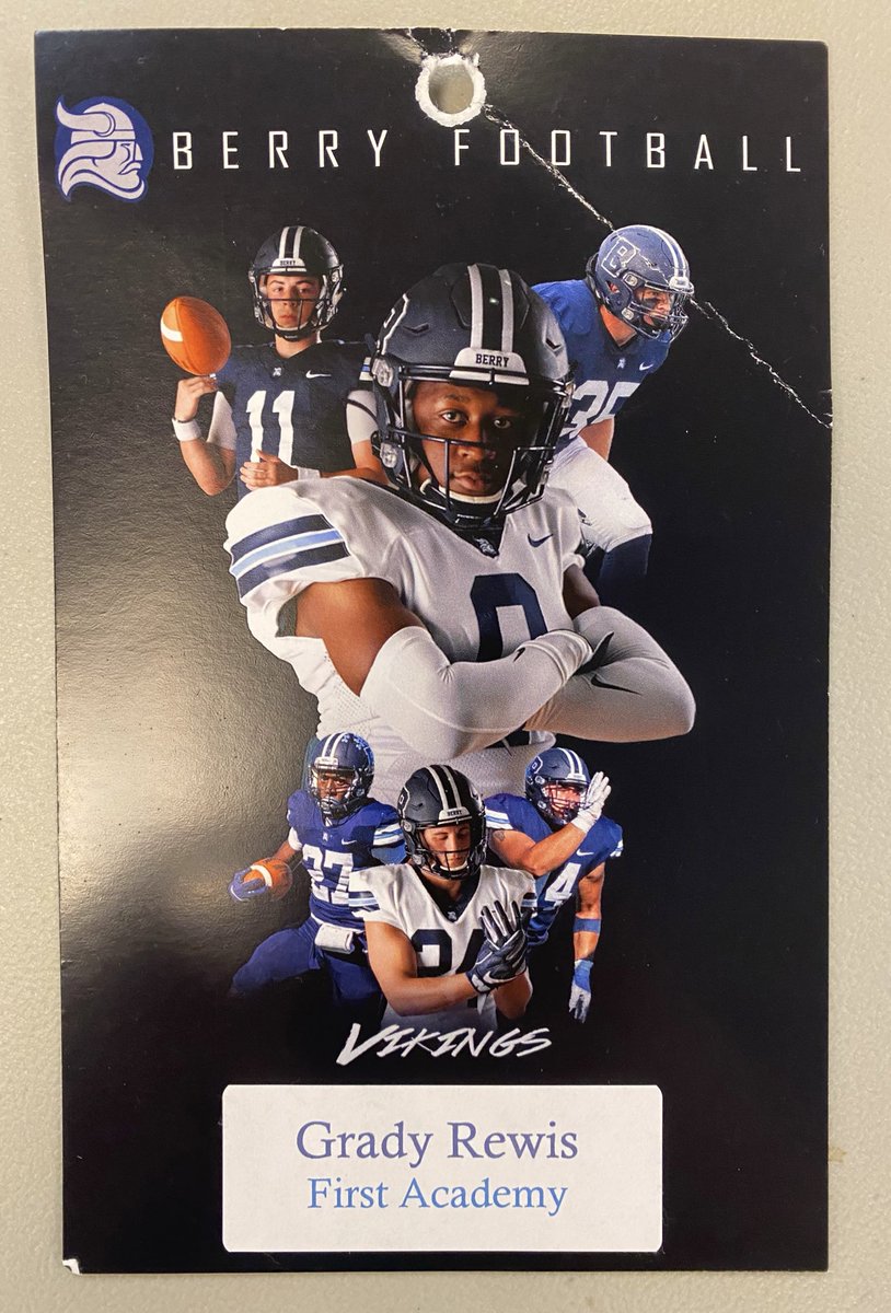 GradyRewis's tweet photo. Great Game Visit @BerryFootball last weekend!! Thanks for the hospitality from all the Coaches!!
@BCCoachK 
@ColinDuling 
@CO_JWilliams11 https://t.co/LEuOBsFOIS