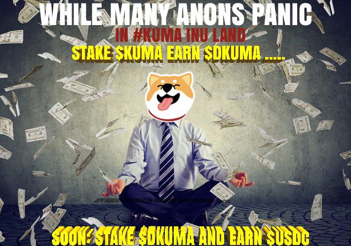 DKUMAStaker's tweet photo. @CryptoMatt87 #dKUMA 😜💎 Stake $dKuma earn #USDC #dKumaBreeder #KumaDEX

Earn free $dKuma by staking #SHIB #LEASH #DOGELON $KUMA on #KumaBreeder 🔥 no lock up periods, 3% tax when withdrawing ➡️ Buyback &amp; Burn for $dKuma 
@OfficialKumaInu https://t.co/sOXuS7ml1v