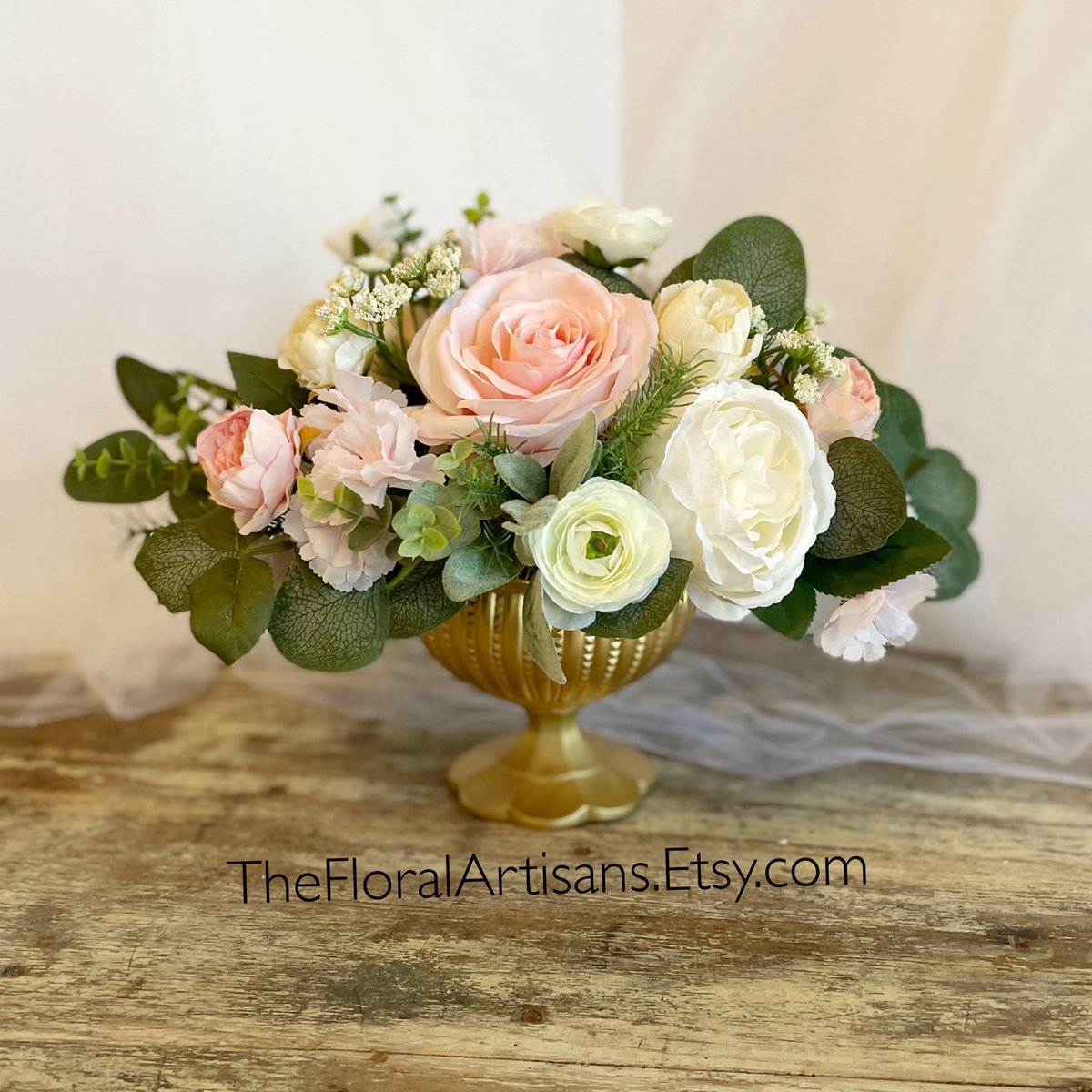 Excited to share this item from my #etsy shop: Silk Floral Wedding Centerpiece | Soft Pink Floral Arrangement | Wedding Floral Centerpiece | Blush French Country Floral Centerpiece #birthday #rose #weddingflowers #fauxflowers #virginia  etsy.me/3TQPNoI