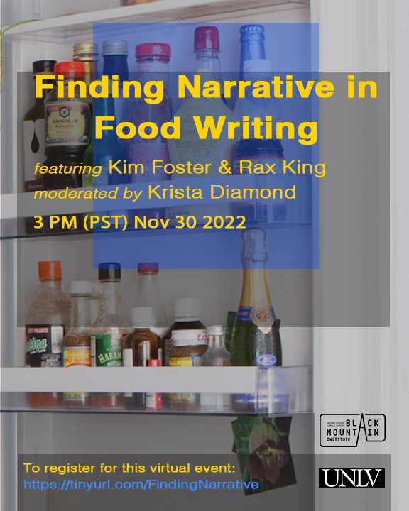 Food writing! Join us for this free online event featuring Kim Foster &amp; Rax King and moderated by Krista Diamond. 11/30.