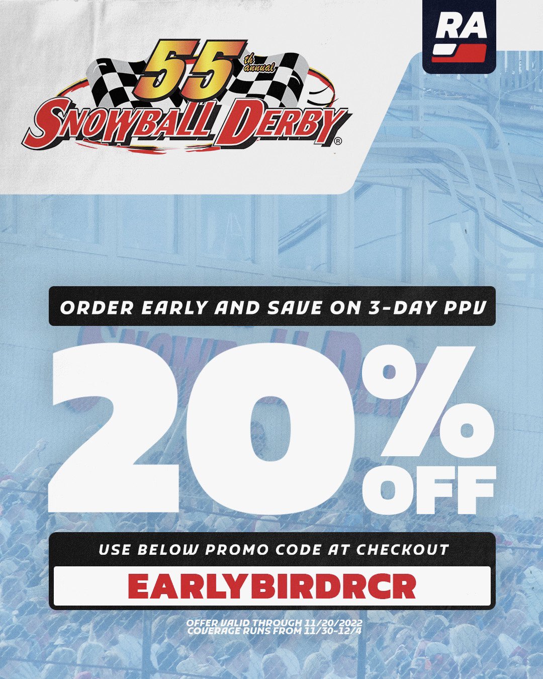 RCR on Twitter "Who’s ready for the Snowball Derby? Get 20 off a 3