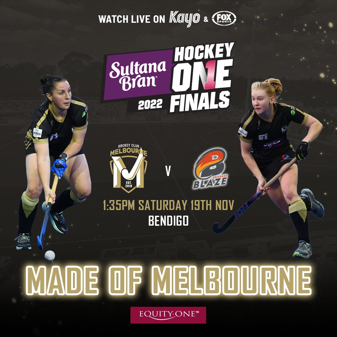 HC Melbourne vs <a href="/BrisbaneBlazeH1/">Brisbane Blaze</a> Semi Final this Saturday! 🏑

The <a href="/H1League/">Hockey One</a> Finals Series is this weekend in Bendigo. Win Saturday and we move to the Final on Sunday.

🎟 Grab your tickets here: bit.ly/H1-Finals-Seri…
📺 Watch on <a href="/kayosports/">Kayo Sports</a> &amp; <a href="/FOXSportsAUS/">FOXSportsAUS</a> 
#MadeOfMelbourne