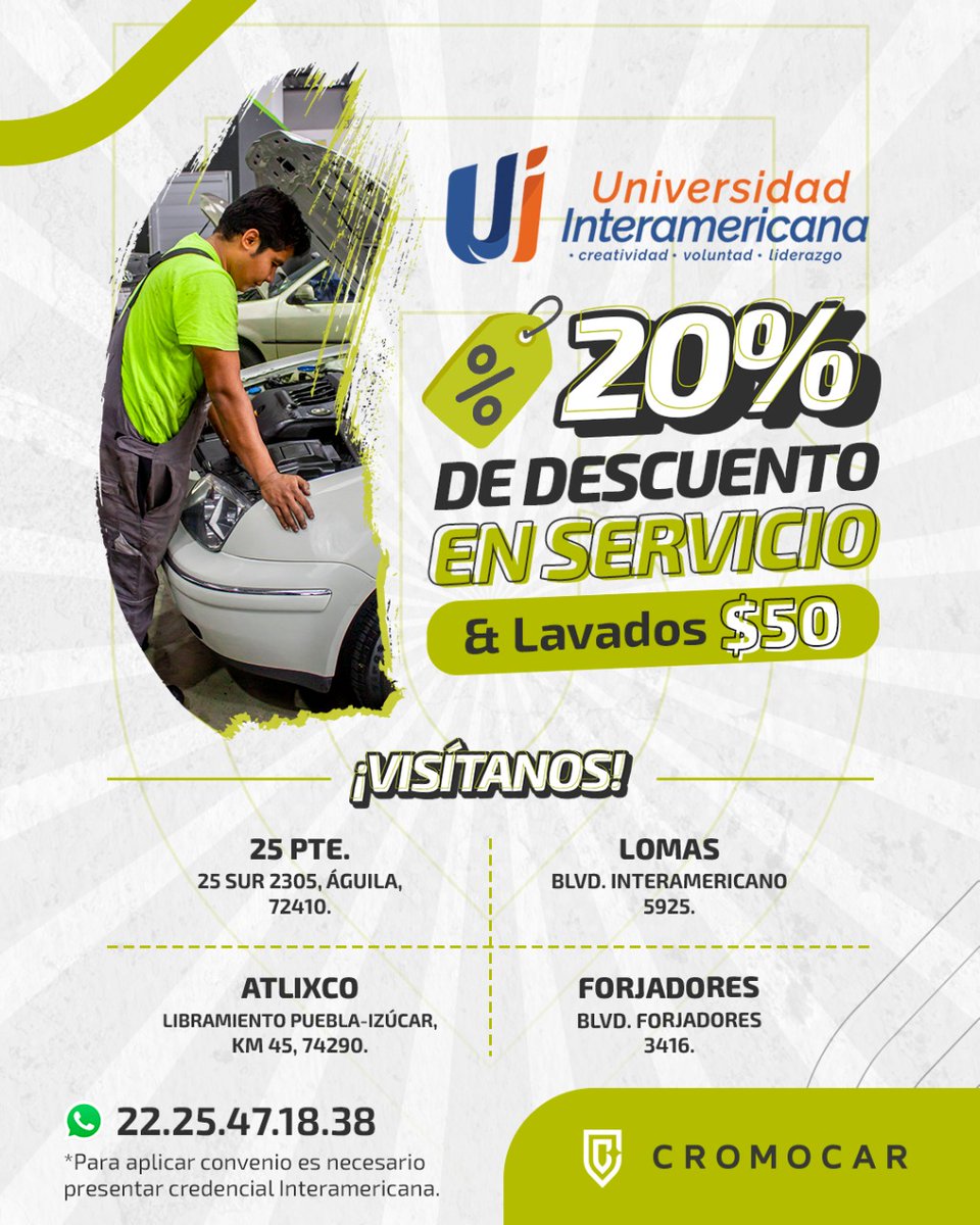 LaInterMx's tweet photo. #GenteInter nuestros amigos de CromoCar tienen muchas promociones para ti. 🚗🏍
Aprovéchalas, no olvides que están cerca de nosotros 🦅😁 https://t.co/w58bZlPiNV