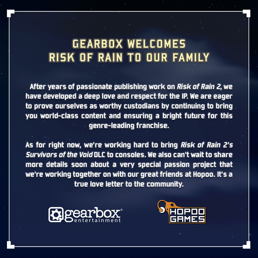 Risk of Rain on Twitter "Risk of Rain joins the Gearbox family. https