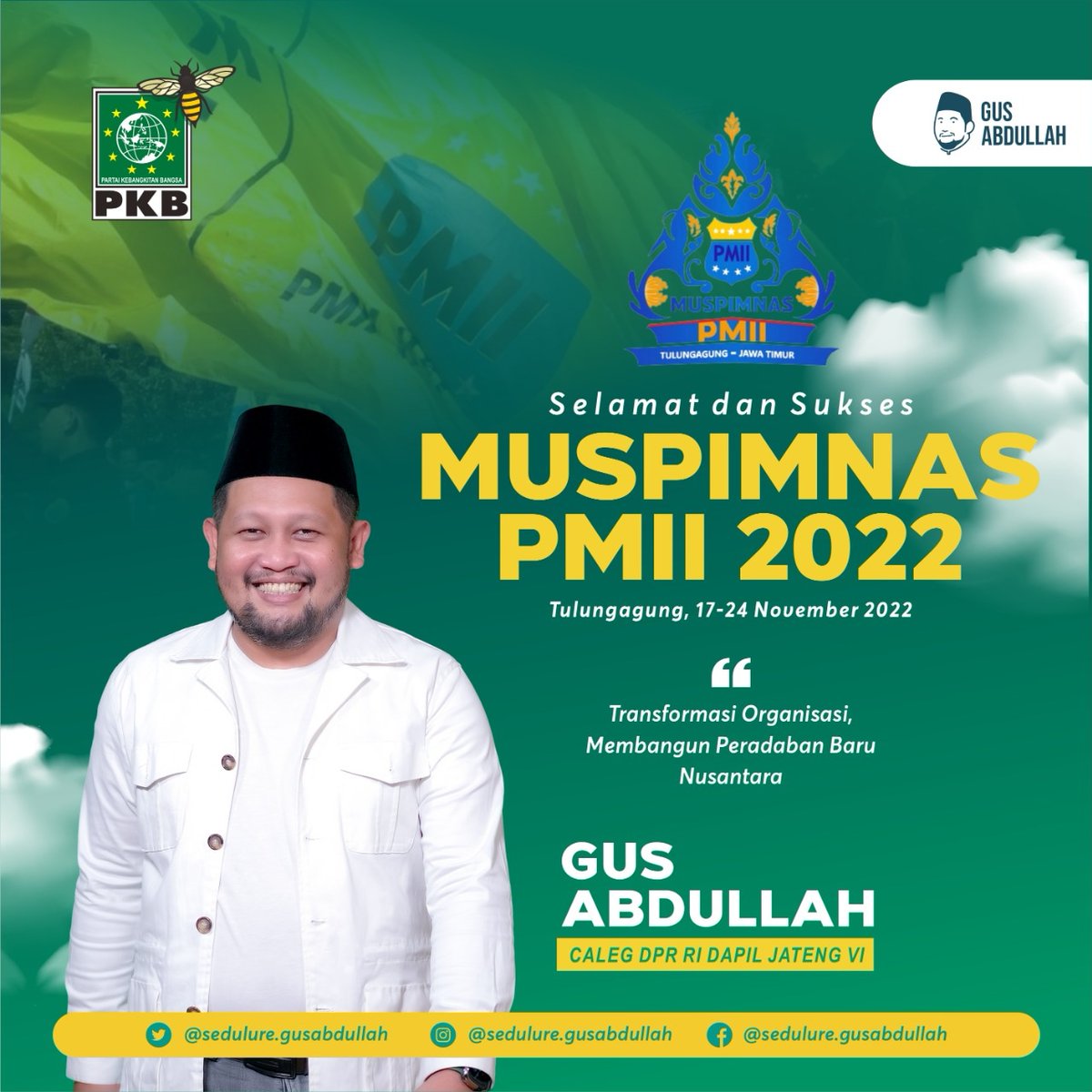 Gus_abdullah1's tweet photo. .
Selamat dan Sukses
MUSPIMNAS PMII 2022
Tulungagung, 17-24 November 2022
"Transformasi Organisasi, Membangun Peradaban Baru Nusantara"
GUS ABDULLAH
CALEG DPR RI DAPIL JATENG VI
#gusabduh #saduluregusabdullah #pmiikece #pbpmii #temanggung #purworejo #wonosobo #magelang https://t.co/rxHeQOfFA1