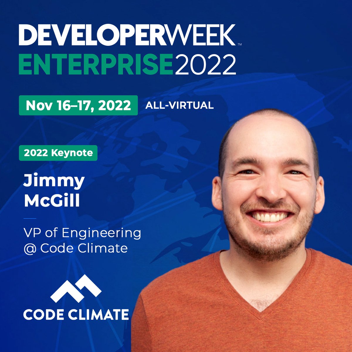 DeveloperWeek's tweet image. What a great first day for DeveloperWeek Enterprise 2022.
Plan your Schedule for tomorrow! developerweek.com/global/confere…
9 am (PST) KEYNOTE Jimmy McGill @codeclimate &quot;Tailor Your Processes to be as Data-Driven as Your Systems&quot;.
#DevWeekEnterprise #DeveloperWeek #CodeClimate #Developers