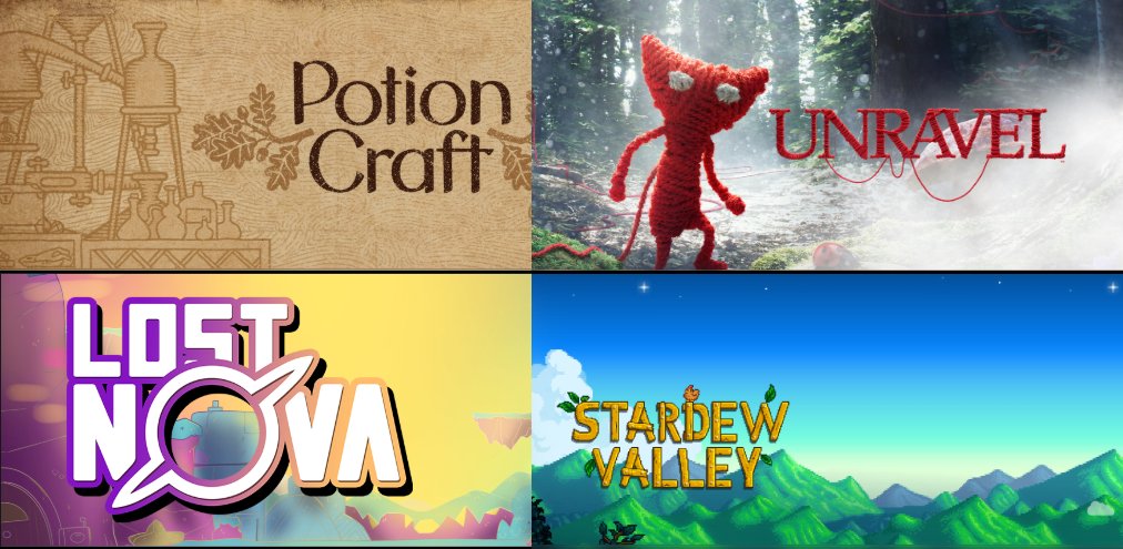 msradcore's tweet photo. there is one hour until stream starts #SpudBuds & i can't decide what we should continue playing so.. maybe all of them? 🫠
#PotionCraft #Unravel #LostNova #StardewValley https://t.co/qpFapDnOCm