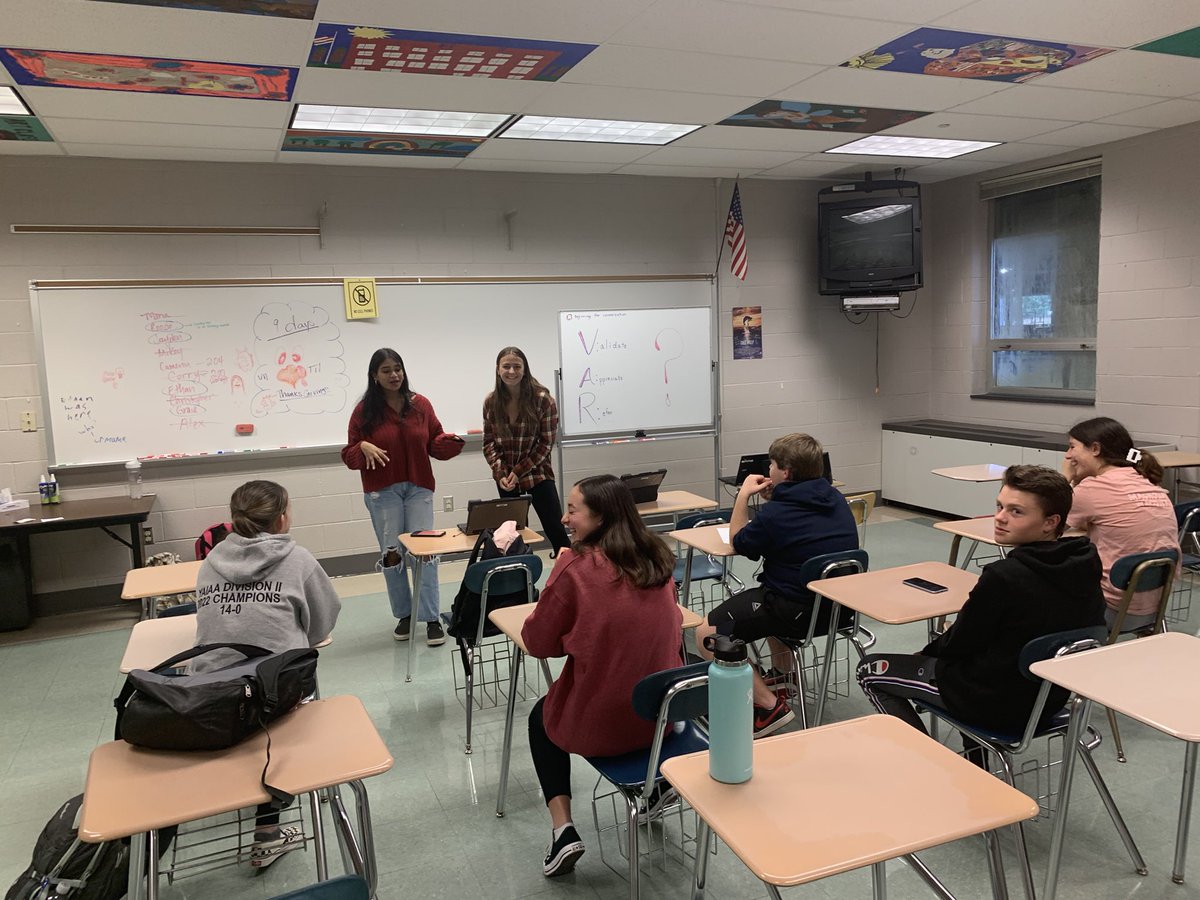 Let’s give it up for these two leaders from Aevidum directing an Active Minds curriculum lesson today to students. A lesson on mental health run by students leading to dialogue conducted by students. Great job Aneesha and Katelynn!!!
