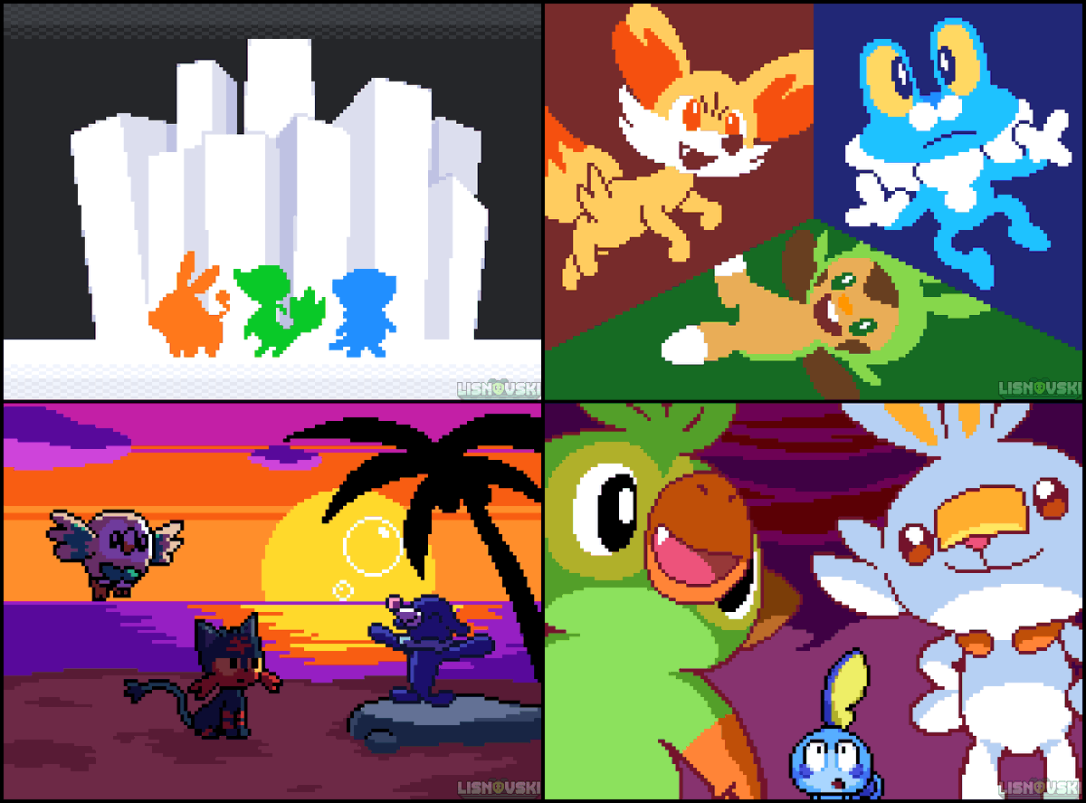 Since a new generation is upon us, I dediced it would've been neat to share these sets of pixelarts that I did for each region.

#Pokemon
