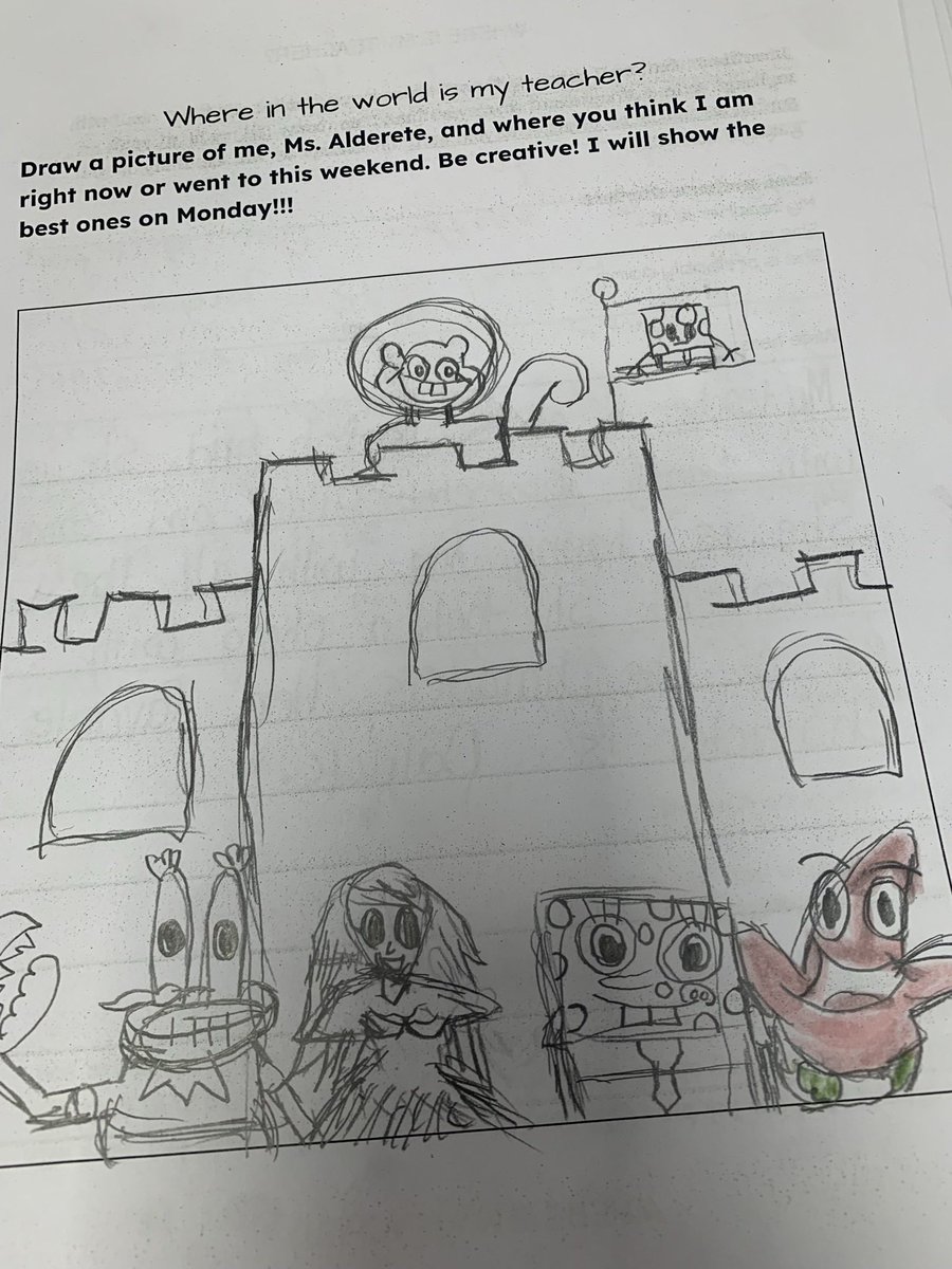 msalderete97's tweet photo. I had my students show off their illustrating and writing skills while I was out for a day. There were some funny guesses! 😂 These were a few of my favorites. ✍️🎨 @NISDStraus @nisdmsela https://t.co/eQXIOozRU7