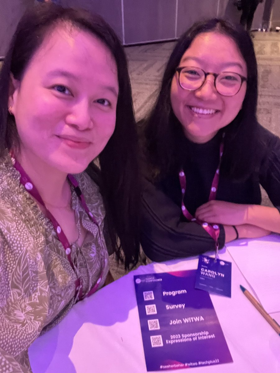 Excited to be at the <a href="/WITWA/">Women in Technology</a> Conference 2022 with <a href="/CarolynJWang/">Carolyn Wang</a> . Thanks for the tickets ☺️ #seeherbeher #witwa #techplus22