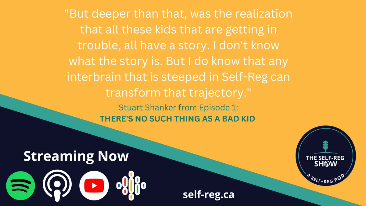 Self_Reg's tweet photo. "There's No Such Thing as a Bad Kid", Ep. 1 of The #SelfReg Show Podcast is streaming now! 🎙 In it #StuartShanker &amp; @susanhopkins5 delve into a story Stuart has never told before. Listen on your favourite streaming service or watch the video here: https://t.co/7Dmr59rMws https://t.co/QM96NCvrRe