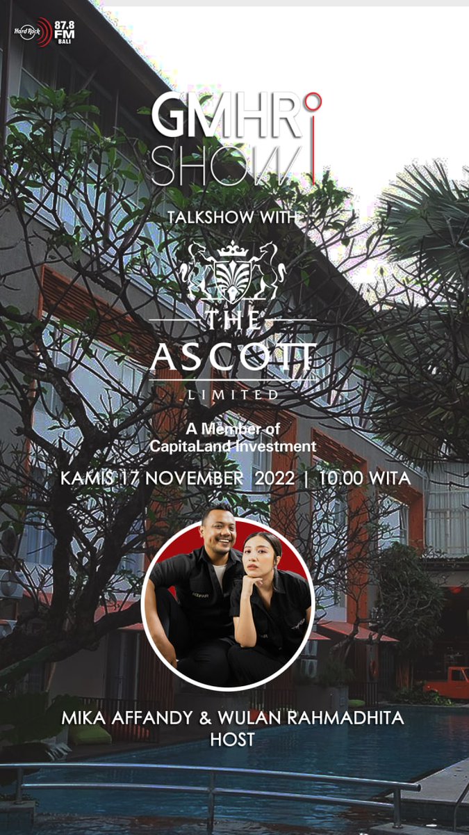 Pagi ini di #GMHR @wulwulan @MIKAAFFANDY akan ngobrol bareng tim dari #theascottlimited buat ngomongin #HarrisDay!

Dengerin via streaming di 👉 mra.listen2myapp.com/hardrockfm/bal…