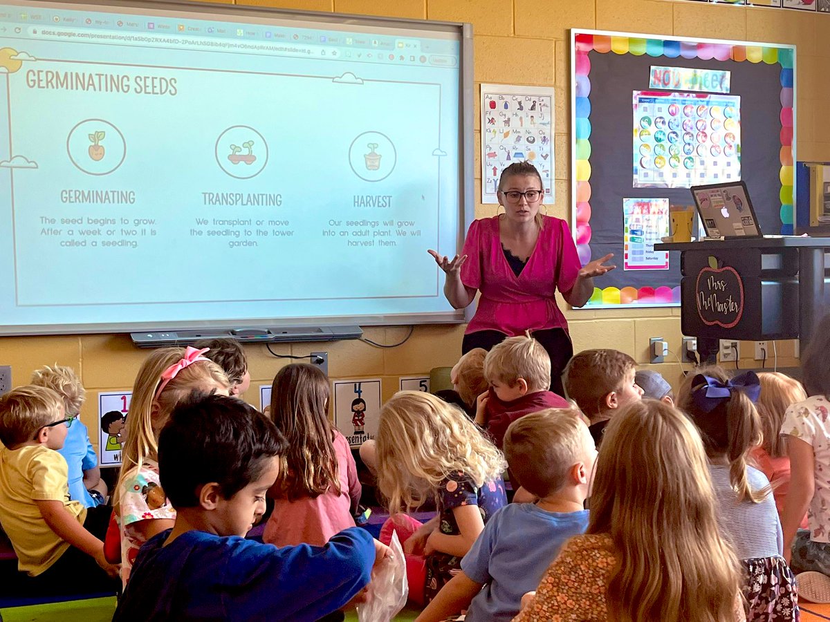 Loved teaching this #juiceplus #towergarden lesson to kindergarten! We are learning about the plant life cycle by growing herbs 🌿